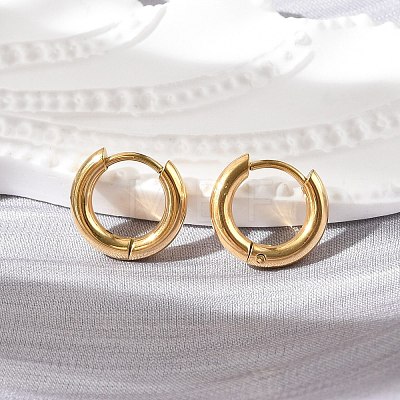 Ion Plating(IP) 304 Stainless Steel Huggie Hoop Earrings EJEW-G272-01-8mm-G-1