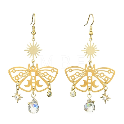 201 Stainless Steel Butterfly Chandelier Earrings with Brass Pins EJEW-TA00388-1