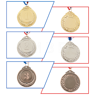 GLOBLELAND 6Pcs 3 Colors Zinc Alloy Medals NJEW-GL0001-01-1