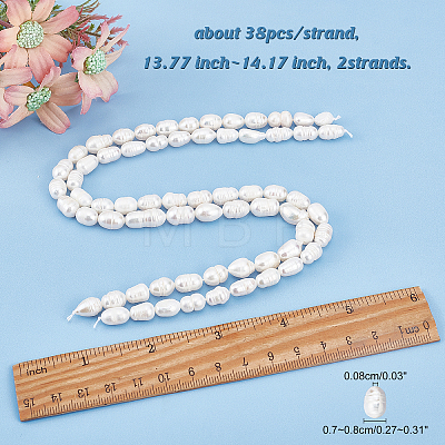  2 Strands Grade B Natural Cultured Freshwater Pearl Beads Strands PEAR-NB0001-26-1