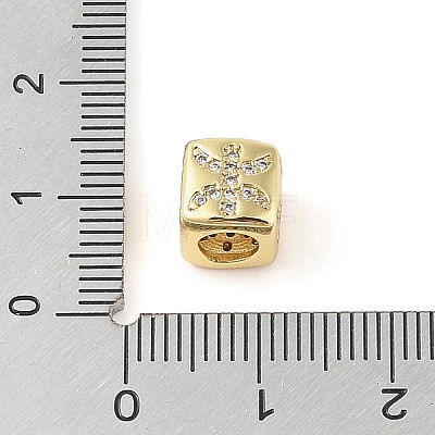 Brass Micro Pave Clear Cubic Zirconia European Beads KK-K368-01G-12-1