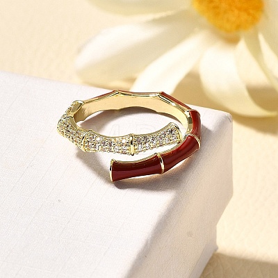 Brass Micro Pave Clear Cubic Zirconia Cuff Rings for Women RJEW-U040-02G-02-1