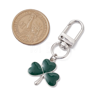 Lucky Clover Alloy Enamel Pendant Decoration HJEW-JM02502-02-1