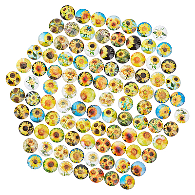 100pcs Glass Cabochons GGLA-PH0001-18-1
