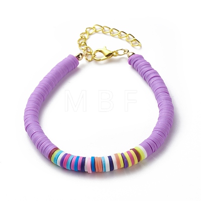 4Pcs 4 Color Handmade Polymer Clay Heishi Surfer Beaded Bracelet BJEW-JB08635-1