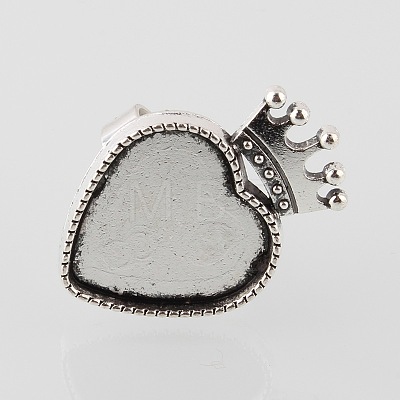 Vintage Adjustable Iron Finger Ring Components Alloy Crown Cabochon Bezel Settings X-PALLOY-O039-01AS-1