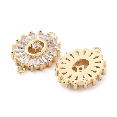 Brass Pave Clear Glass Connector Charms KK-Q811-02KCG-1
