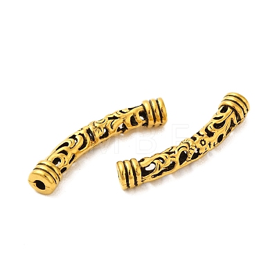 Tibetan Style Alloy Hollow Curved Flower Tube Beads FIND-Z063-32AG-1