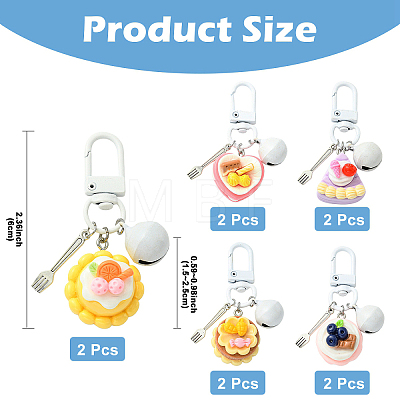8Pcs Resin Cake & Iron Bell & Alloy Fork Pendant Decorations HJEW-YW00279-1
