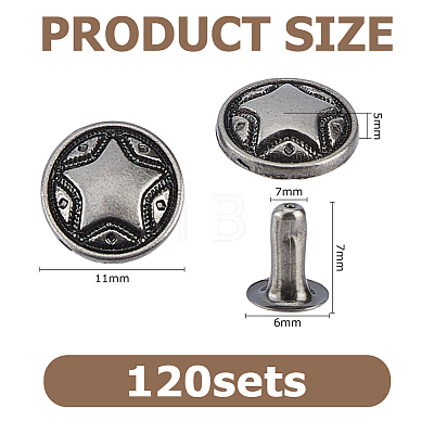 120 Bags Zinc Alloy Decorative Rivets FIND-FH0017-90A-1