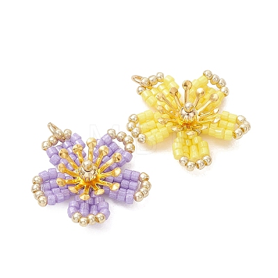 6Pcs Glass Seed Beaded Pendants PALLOY-MZ01284-1