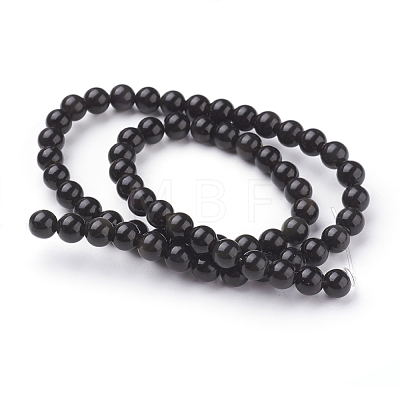 Natural Obsidian Beads Strands G-G099-6mm-24-1