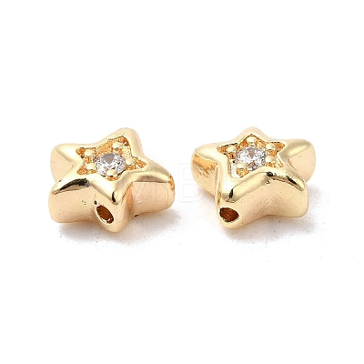 Brass Cubic Zirconia Beads KK-Q773-01G-06-1