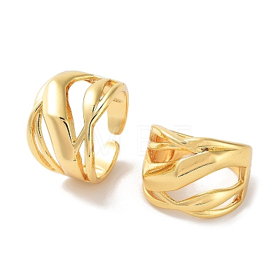 Brass Open Cuff Rings for Women RJEW-E292-18G-1