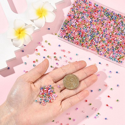 80G 8 Colors Two Tone Inside Colours Transparent Glass Seed Beads SEED-YW0003-18-1