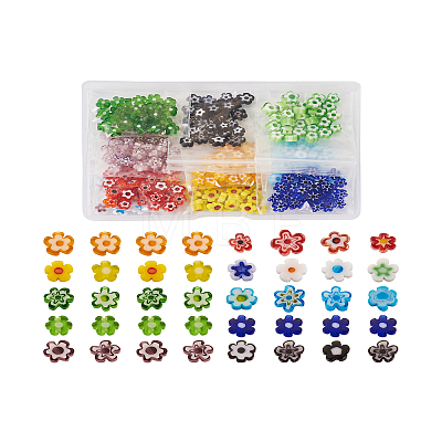 300Pcs 10 colors Handmade Millefiori Glass Beads LAMP-TA0002-05-1