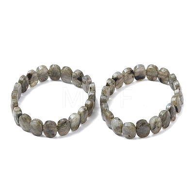 Natural Labradorite Faceted Beaded Stretch Bracelets for Women BJEW-K251-07L-1
