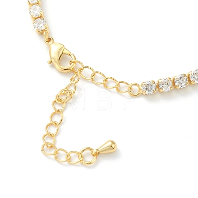 Brass Micro Pave Clear Cubic Zirconia Choker Necklaces NJEW-H308-02G-1