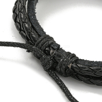 Braided PU Leather & Waxed Cords Triple Layer Multi-strand Bracelets BJEW-P329-10B-AS-1
