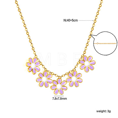 304 Stainless Steel Enamel Flower Bib Necklaces FS-WG58DA2-02-1