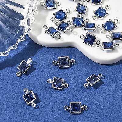 SHEGRACE Brass Pave Cubic Zirconia Square Connector Charms XGRQ2O562-440C-P-1