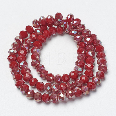 Electroplate Opaque Solid Color Glass Beads Strands EGLA-A034-P6mm-J08-1