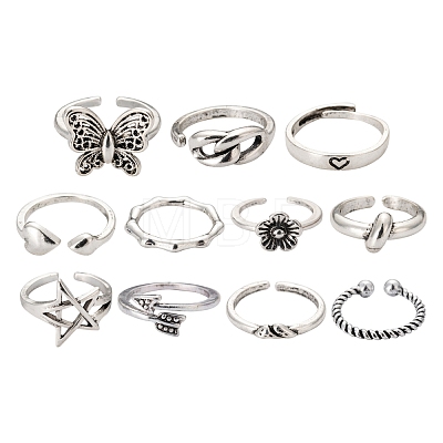 11 Style Adjustable Alloy Finger Rings RJEW-LS0001-14AS-1