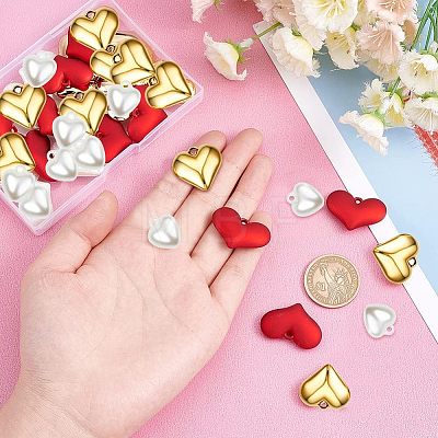 SUPERFINDINGS 30Pcs 3 Style Heart Pendants FIND-FH0003-50-1