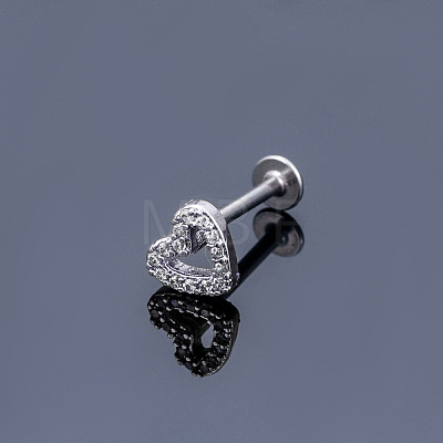 316L Surgical Stainless Steel Micro Pave Clear Cubic Zirconia Cartilage Earrings WGEC19D-14-1