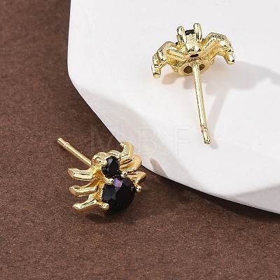 Brass Micro Pave Cubic Zirconia Stud Earrings EJEW-Z156-02G-01-1