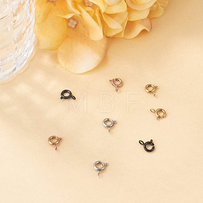 8Pcs 4 Colors 304 Stainless Steel Spring Ring Clasps STAS-TADJ001-09-1