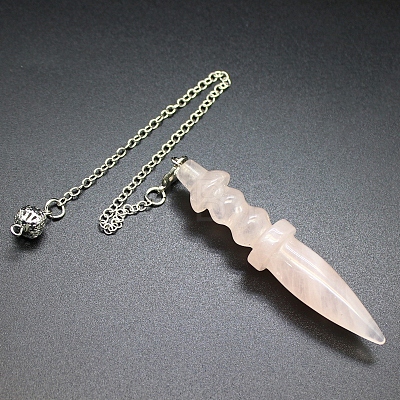 Natural Rose Quartz Dowsing Pendulum Big Pendants PW-WG71136-04-1