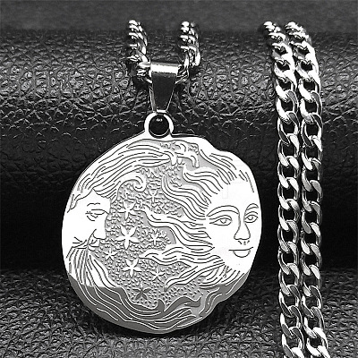 304 Stainless Steel Pendant Necklaces NJEW-C042-06P-1