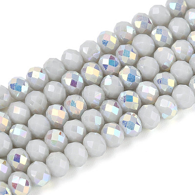 AB Color Plated Opaque Glass Rondelle Beads Strands EGLA-T029-4mm-09M-1
