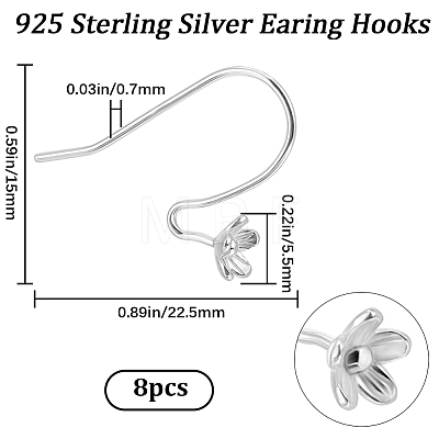 8Pcs 925 Sterling Silver Earring Hooks FIND-BBC0002-67-1