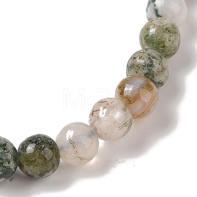 6mm Round Natural Tree Agate Braided Bead Bracelets BJEW-C067-01A-01-1