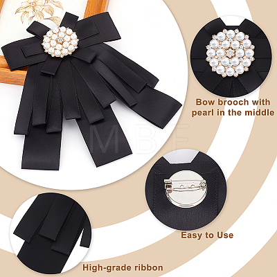 Bowknot Satin Rhinestone Brooches JEWB-WH0020-045-1