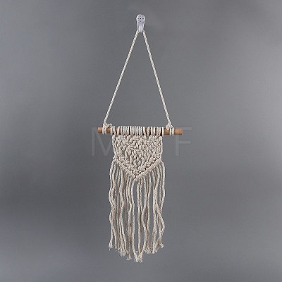 Cotton Cord Macrame Woven Wall Hanging HJEW-C010-09-1