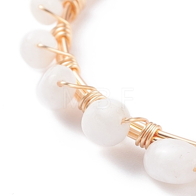 Natural White Moonstone Braided Beaded Bracelet BJEW-JB07997-01-1
