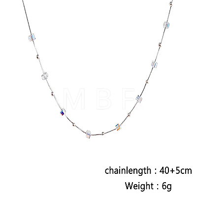 Fashionable Transparent Cube & Stainless Steel Link Chian Necklaces QZ2817-2-1