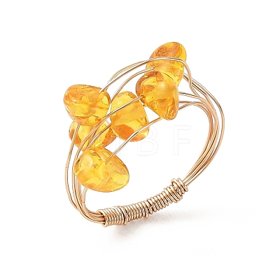 Natural Amber Finger Rings RJEW-JR01080-1