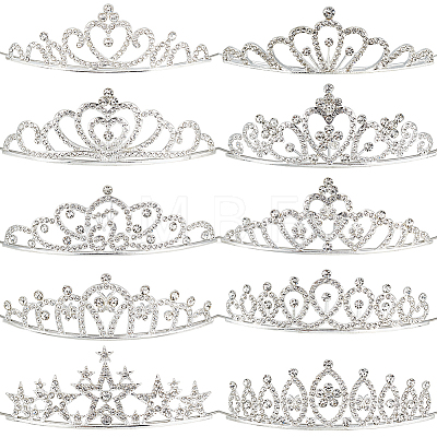 10Pcs 10 Styles Alloy Rhinestone Hair Bands OHAR-DR0001-06-1