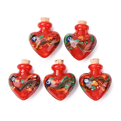 Handmade Lampwork Perfume Bottle Pendants LAMP-H072-02C-1
