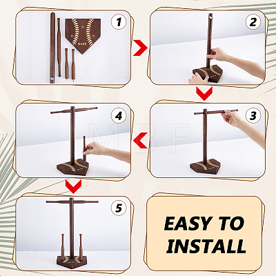 Baseball T Bar Wood Ring Display Stands RDIS-WH0019-22-1