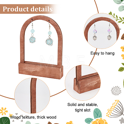 Hollow Arch Shaped Wood Single Pair Earring Diaplay Stands EDIS-WH0029-81B-1