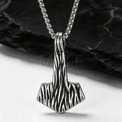 Vintage 304 Stainless Steel Viking Axe Pendant Necklaces for Men WG47AC0-01-1