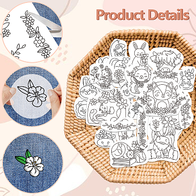 4 Sheets 11.6x8.2 Inch Stick and Stitch Embroidery Patterns DIY-WH0455-191-1