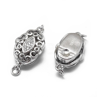 Anti-Tarnish Rhodium Plated 925 Sterling Silver Box Clasps STER-L057-010P-1