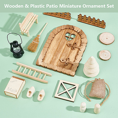 Wooden & Plastic Christmas Patio Miniature Ornament Set DIY-WH0021-62-1