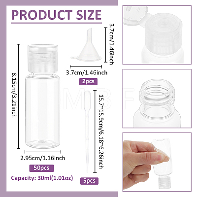50Pcs Plastic Flip Top Cap Bottles MRMJ-BC0003-56B-1